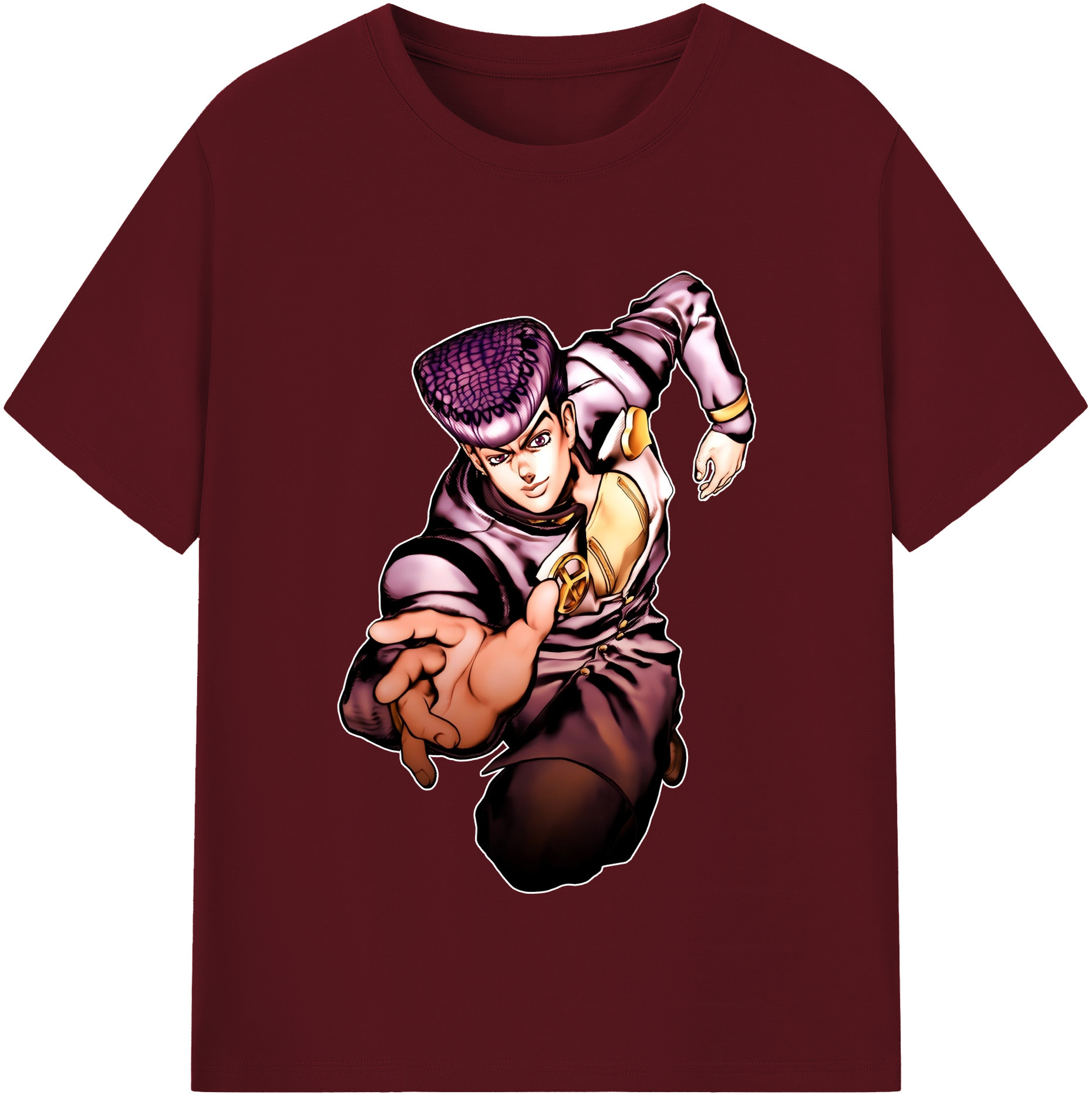 （画像用） ジョジョの奇妙な冒険 ひがしかた じょうすけ JoJo's Bizarre Adventure Higashikata Josuke 綿100％半袖Tシャツ（フロントプリント）